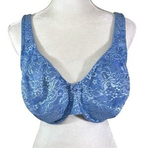 Cacique- Blue Underwire Silky Lace Print Bra- Size 40DDD